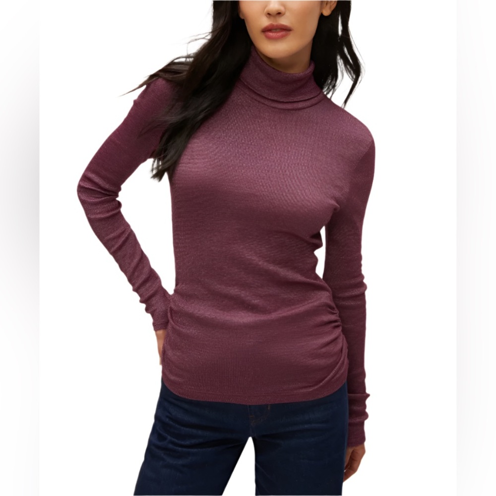 Nessa Turtleneck Tee Shine-Beetroot